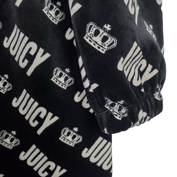 Juicy Couture Size L Jumpsuit Hoodie Velour Jogger Zip Up Pockets Logo Print Y2K - Picture 14 of 15